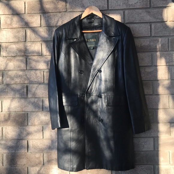 Danier Genuine Leather Black Jacket/Trench Coat - Picture 1 of 10